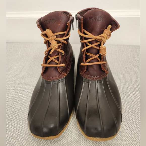 Sperry Top Sider Size 10 Duck Boots Leather Rubber Rain Snow Waterproof Women - Picture 4 of 14
